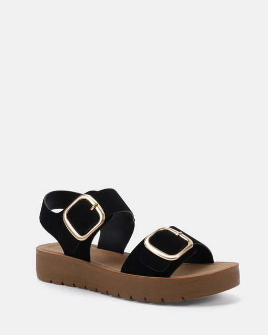 Image of Flats. Productname: TAVOR: BLACK - Women's Strappy - Flat in Black colour by brand - Novo