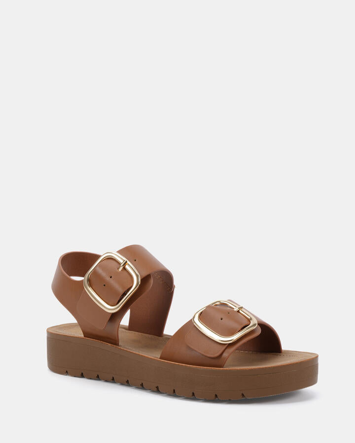 Image of Flats. Product name - Tavor Tan Flatform in Tan colour by brand - Novo