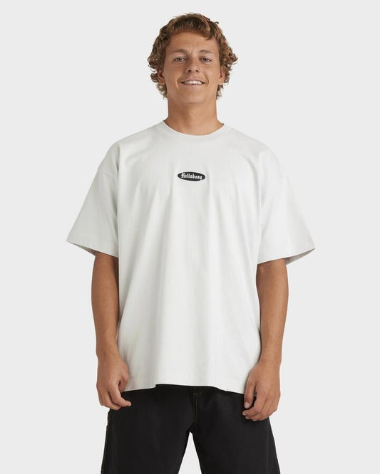 Image of a model wearing Tops. Productname: Billabong Mens Immortal Pill T-Shirt Fog - in Fog colour by brand - Billabong