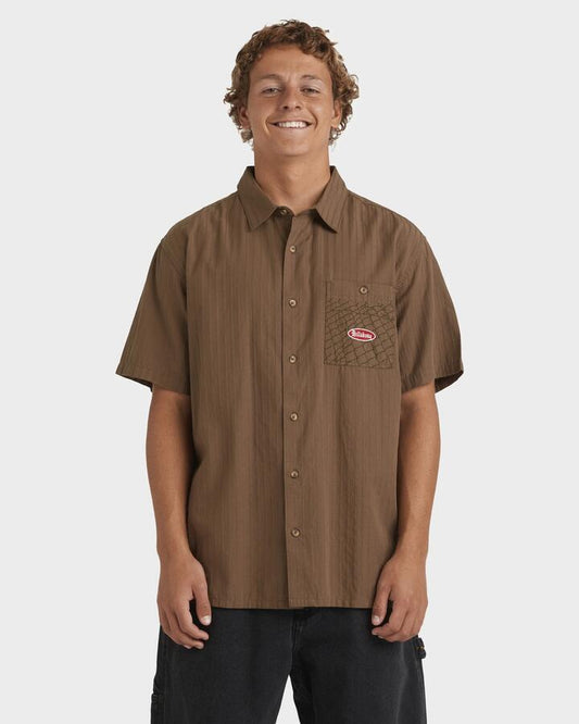 Image of Shirts. Product name - Billabong Mens Immortal Core Short Sleeve Shirt Gravel in Gravel colour by brand - Billabong