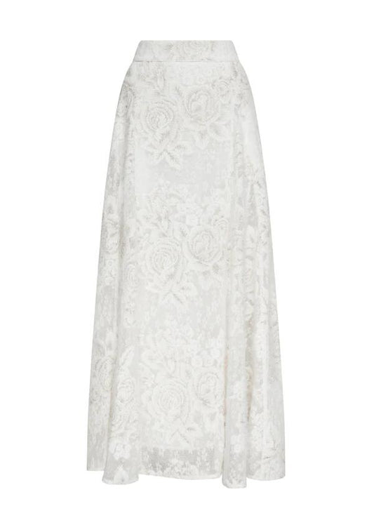 Image of a model wearing Skirts. Productname: Brigitte Maxi Skirt in Chalk colour by brand - MOS The Label