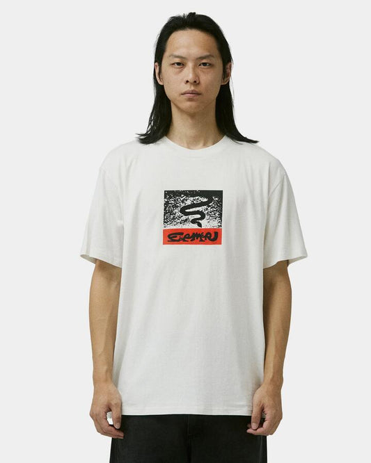 Image of a model wearing Tops. Productname: Former Mens Serpent T-Shirt White - in White colour by brand - Former