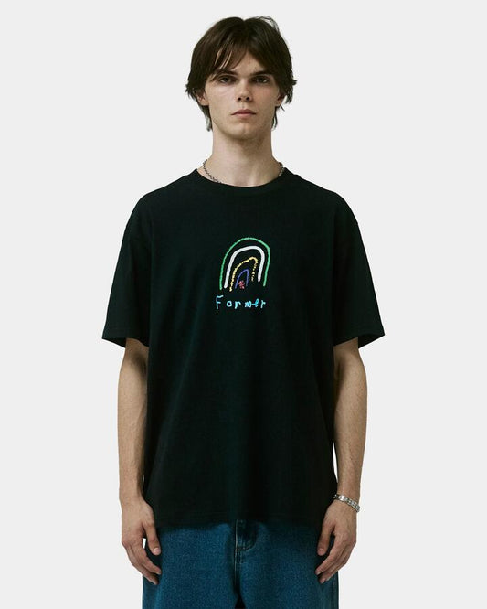 Image of a model wearing Tops. Productname: Former Mens Prism T-Shirt Black - in Black colour by brand - Former