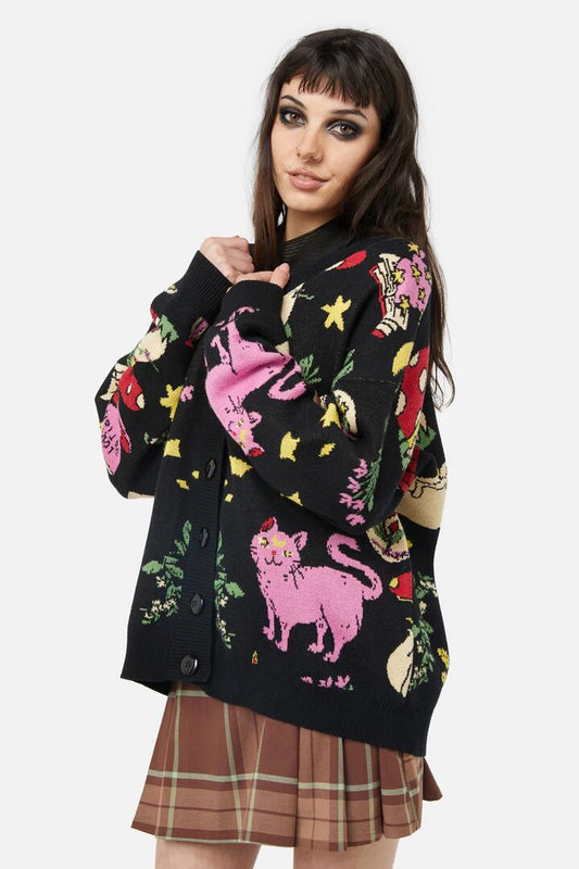 Image of a model wearing Outerwear. Productname: Anthology Cardigan in Black colour by brand - Black Friday