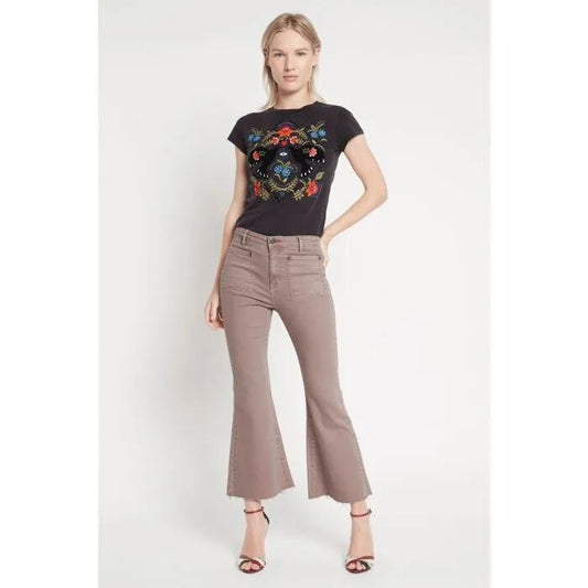 Image of a model wearing Pants. Productname: New Paradise Kick Flare in Lilac colour by brand - sass and bide