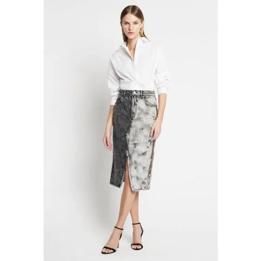 Image of a model wearing Skirts. Productname: The Thunder Cloud Skirt in BLACK/ GREY colour by brand - sass and bide