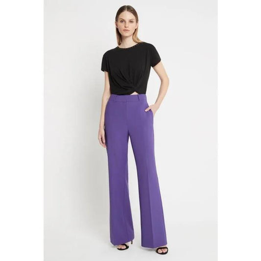 Image of a model wearing Pants. Productname: Pursuit Of Now Pant in Purple colour by brand - sass and bide