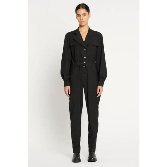 Image of a model wearing Outerwear. Productname: Reign Of Jupiter Jumpsuit in Black colour by brand - sass and bide