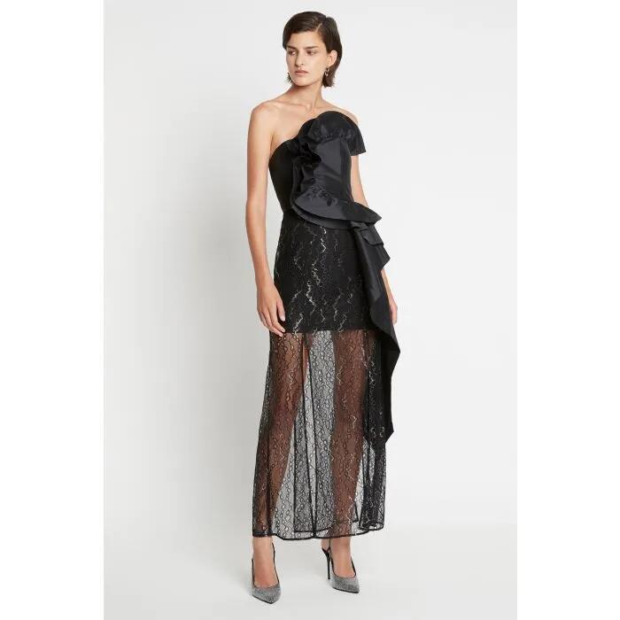 Image of a model wearing Skirts. Productname: Another Night Skirt in Black colour by brand - sass and bide