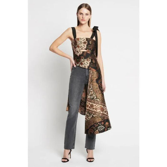 Image of a model wearing Tops. Productname: Around The Moon Top in Multi colour by brand - sass and bide