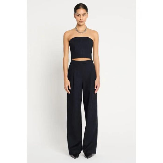 Image of a model wearing Tops. Productname: Pin Me Down Bustier in NAVY colour by brand - sass and bide