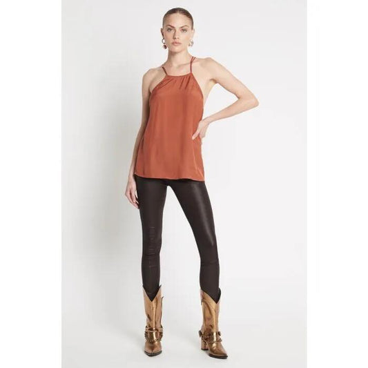 Image of a model wearing Tops. Productname: Above The Skies Top in Tobacco colour by brand - sass and bide