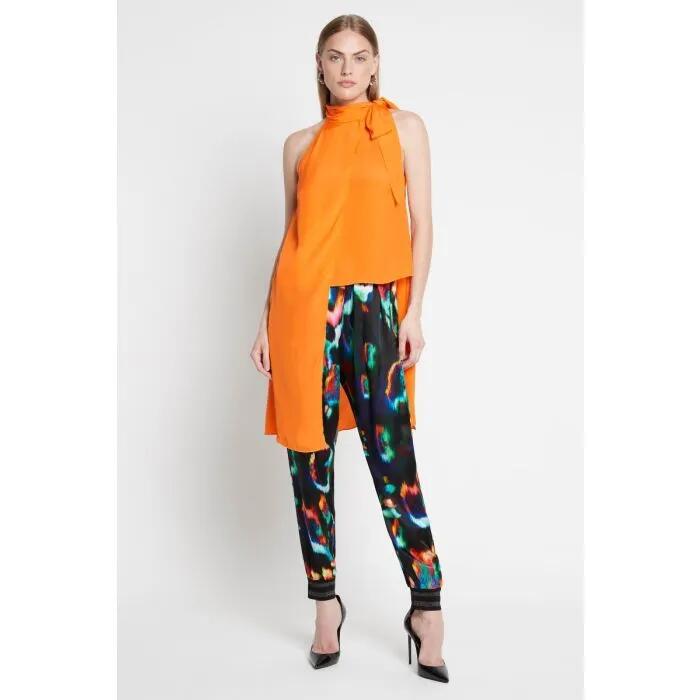 Image of a model wearing Tops. Productname: Be My Life Top in NEON MANDARIN colour by brand - sass and bide