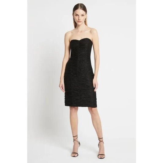 Image of a model wearing Dress. Productname: Tomorrow's Dreams Dress in Black colour by brand - sass and bide