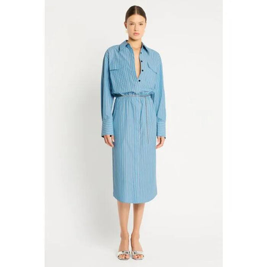 Image of Dresses. Productname: Percy Shirt Midi Dress in BLUE STRIPE colour by brand - sass and bide