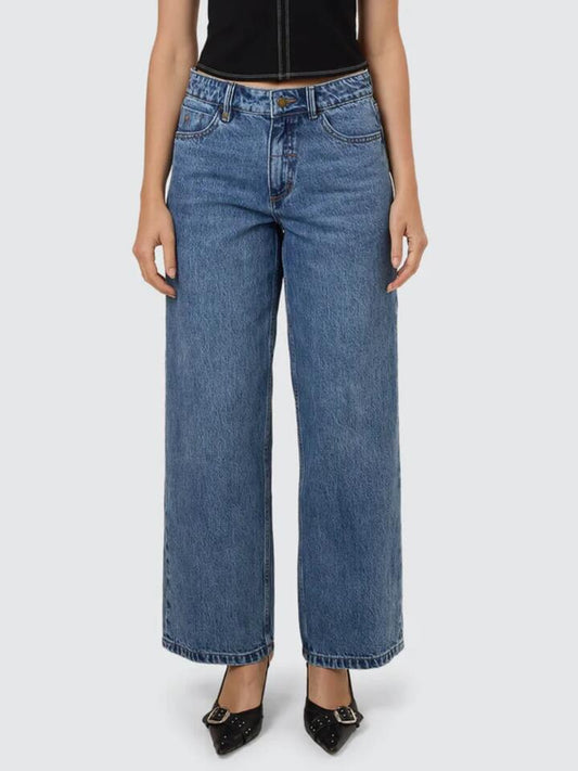 Image of a model wearing Denim. Productname: Thrills Billie Low Jeans in STONED BLUES colour by brand - Thrills