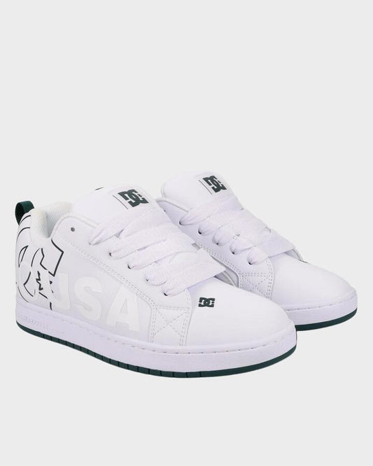 Image of Sneakers. Productname: DC Shoes Mens Court Graffik Sneakers White/Whtie/Green - in White/Whtie/Green colour by brand - DC Shoes