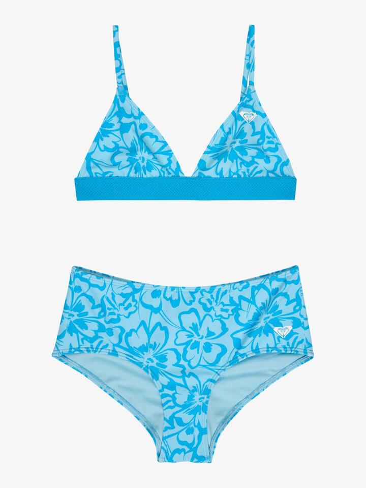 Image of Accessories. Product name - Roxy Girls 8-16 Flaura Ditsy Tri Two Piece Malibu Blue Flaura - in Malibu Blue Flaura colour by brand - Roxy