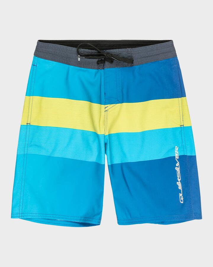 Image of Swimwear. Product name - Quiksilver Boys 8-16 Everyday 17" Boardshorts Monaco Blue Reconnect Stripe - in Monaco Blue Reconnect Stripe colour by brand - Quiksilver