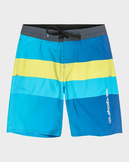 Image of Swimwear. Product name - Quiksilver Boys 8-16 Everyday 17" Boardshorts Monaco Blue Reconnect Stripe - in Monaco Blue Reconnect Stripe colour by brand - Quiksilver