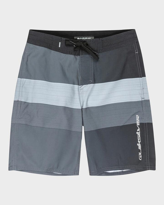 Image of Swimwear. Productname: Quiksilver Boys 8-16 Everyday 17" Boardshorts Black Reconnect Stripe - in Black Reconnect Stripe colour by brand - Quiksilver