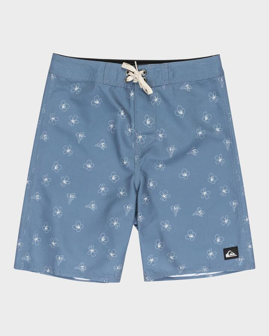 Image of Swimwear. Product name - Quiksilver Boys 8-16 Everyday 17" Boardshorts China Blue Mini Dusty Floral in China Blue Mini Dusty Floral colour by brand - Quiksilver