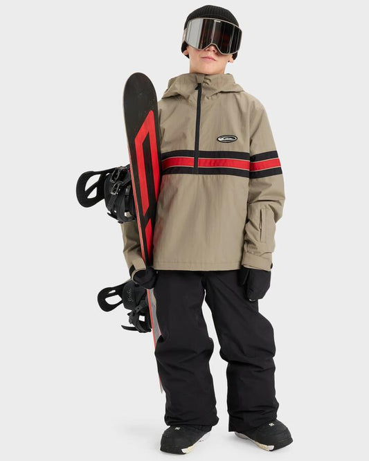 Image of a model wearing Pants. Productname: Quiksilver Boys 8-16 Snow Down Snow Pants True Black - in True Black colour by brand - Quiksilver