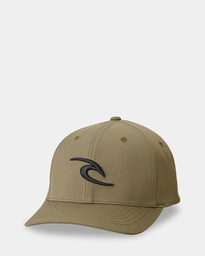 Image of Hats. Productname: Rip Curl Mens Tepan 2.0 Flexfit Cap Olive - in Olive colour by brand - Rip Curl