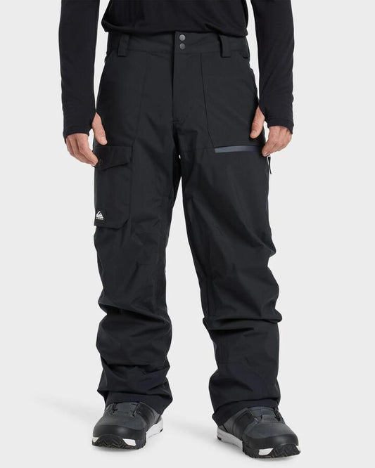 Image of a model wearing Pants. Productname: Quiksilver Mens Utility Snow Pants True Black - in True Black colour by brand - Quiksilver
