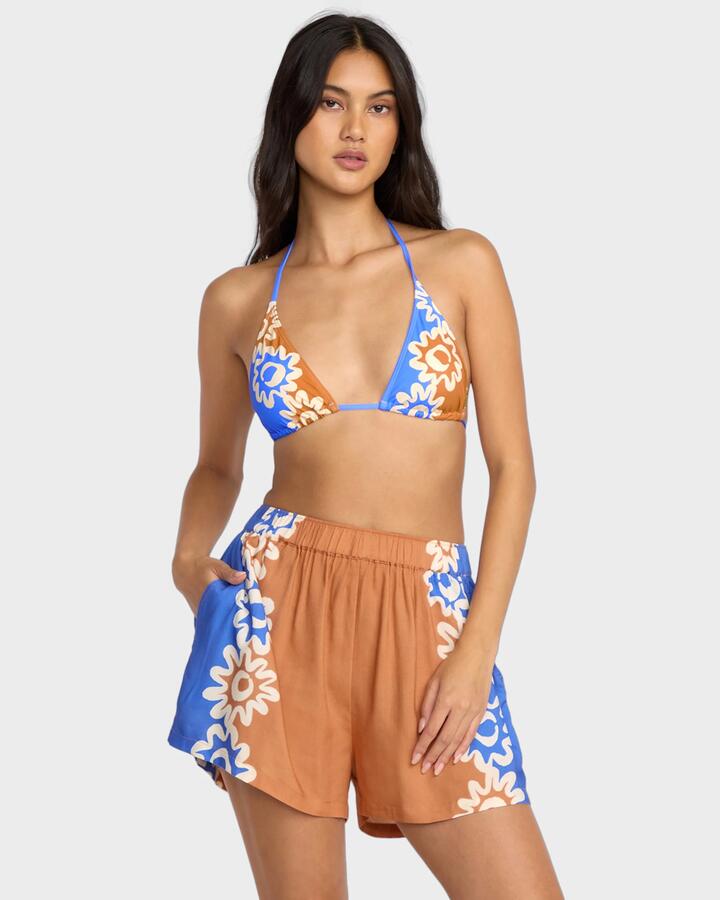 Image of a model wearing Shorts. Product name - Billabong Womens Trippin Drippin Elastic Waist Shorts Sunburnt in Sunburnt colour by brand - Billabong