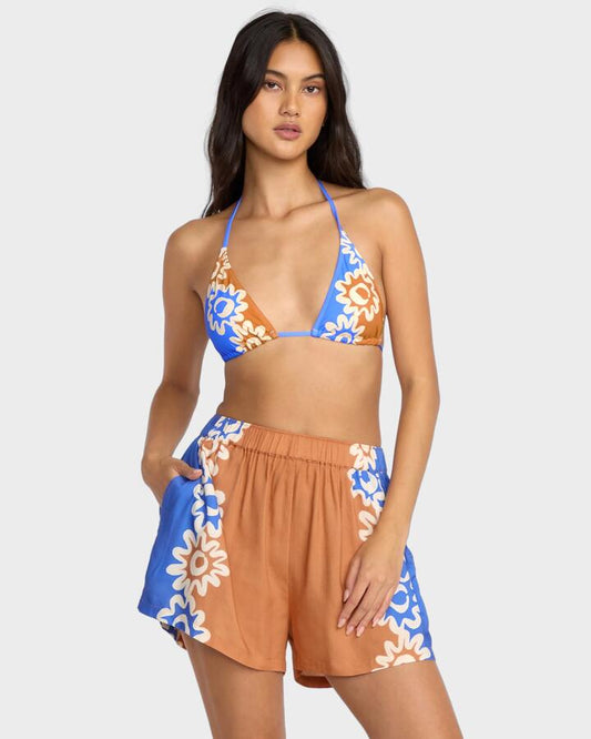 Image of a model wearing Shorts. Product name - Billabong Womens Trippin Drippin Elastic Waist Shorts Sunburnt in Sunburnt colour by brand - Billabong