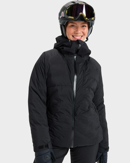 Image of a model wearing Outerwear. Productname: Roxy Womens Luna Frost Snow Jacket True Black - in True Black colour by brand - Roxy