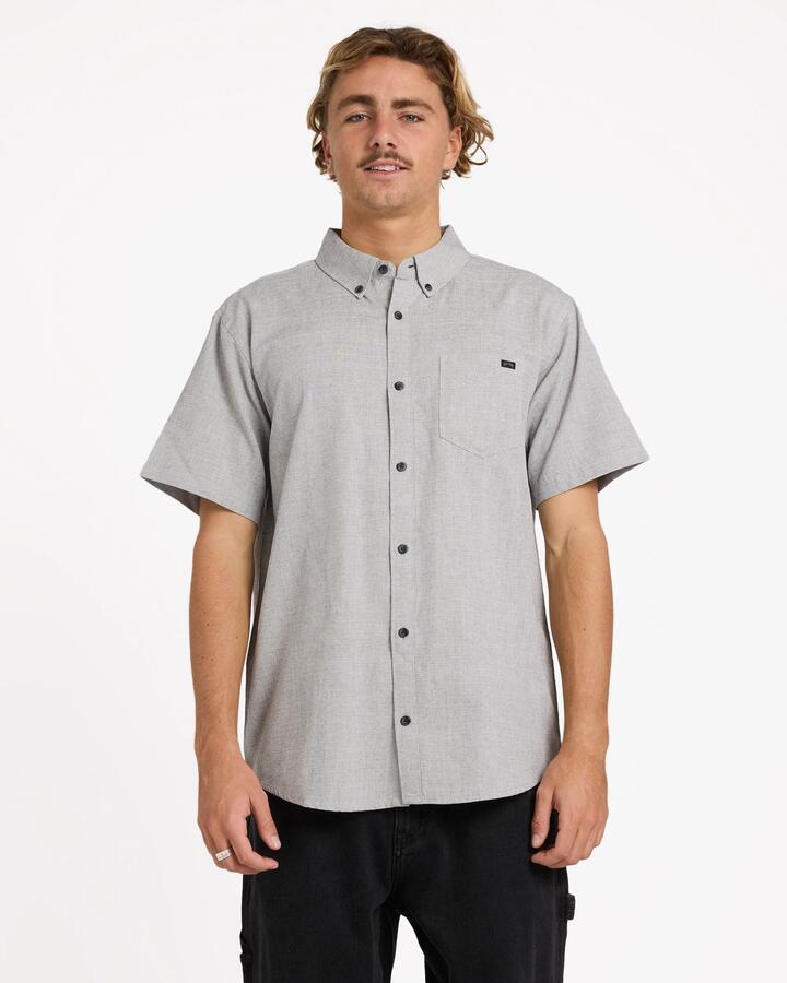 Image of Shirts. Product name - Billabong Mens All Day Short Sleeve Shirt Light Grey in Light Grey colour by brand - Billabong