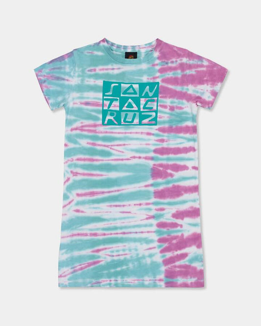 Image of Dresses. Productname: Santa Cruz Girls 8-16 Checker Block Mini Dress Ocean Tie Dye - in Ocean Tie Dye colour by brand - Santa Cruz
