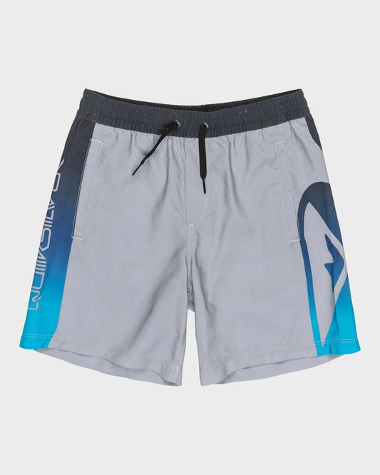 Image of a model wearing Shorts. Productname: Quiksilver Boys 8-16 Everyday Volley 15" Swim Shorts Quarry Holmes - in Quarry Holmes colour by brand - Quiksilver