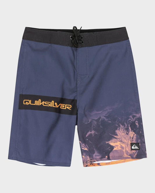 Image of Swimwear. Product name - Quiksilver Boys 8-16 Everyday 17" Boardshorts India Ink Block Thermostamp in India Ink Block Thermostamp colour by brand - Quiksilver