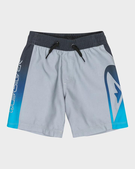 Image of a model wearing Shorts. Productname: Quiksilver Boys 2-7 Everyday Volley 13" Swim Shorts Quarry Holmes - in Quarry Holmes colour by brand - Quiksilver