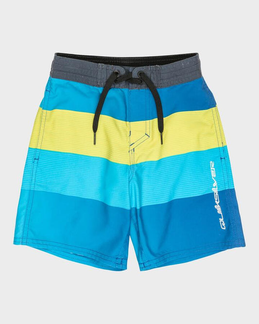 Image of Swimwear. Productname: Quiksilver Boys 2-7 Everyday 13" Boardshorts Monaco Blue Reconnect Stripe - in Monaco Blue Reconnect Stripe colour by brand - Quiksilver