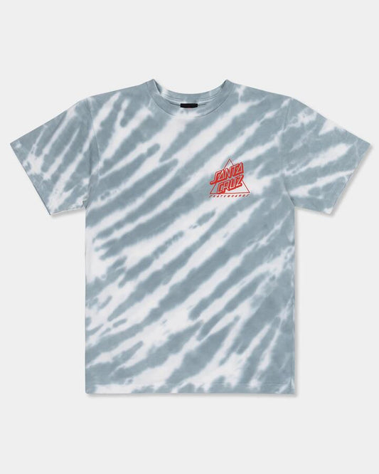 Image of a model wearing Tops. Productname: Santa Cruz Boys 8-16 Not A Dot Hollow T-Shirt Slate Tie Dye - in Slate Tie Dye colour by brand - Santa Cruz
