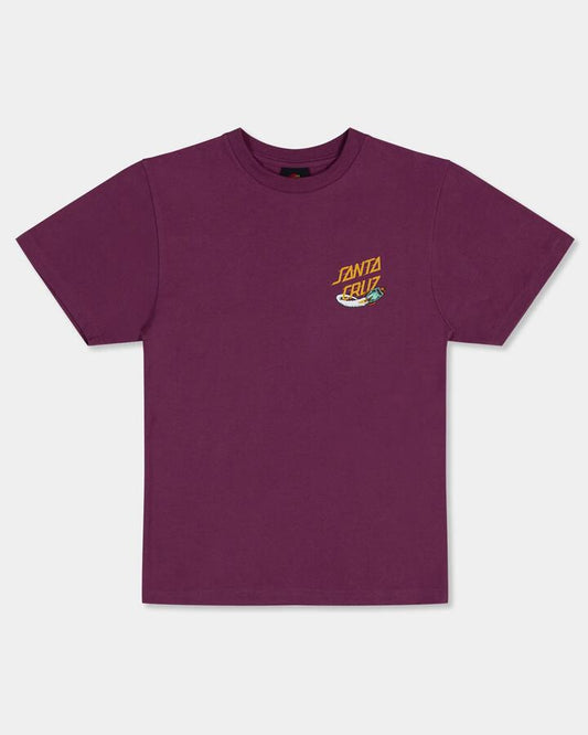 Image of a model wearing Tops. Productname: Santa Cruz Boys 8-16 Space Dot Rocket T-Shirt Maroon - in Maroon colour by brand - Santa Cruz