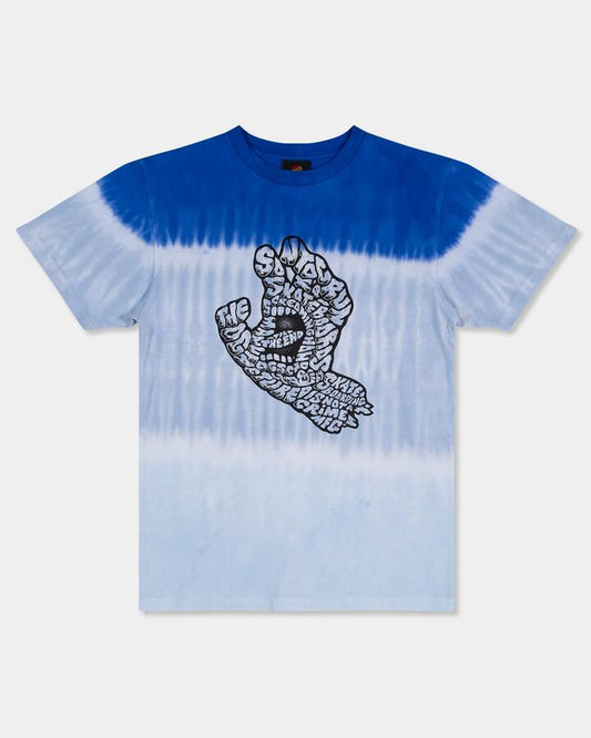 Image of T-Shirts. Product name - Santa Cruz Boys 8-16 Letter Hand Mono Front T-Shirt Cobalt Tie Dye in Cobalt Tie Dye colour by brand - Santa Cruz
