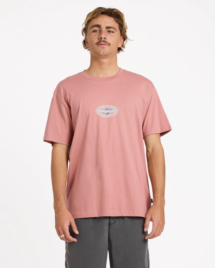 Image of T-Shirts. Product name - Billabong Mens Rotor Diamond Regular T-Shirt Dusty Rose in Dusty Rose colour by brand - Billabong