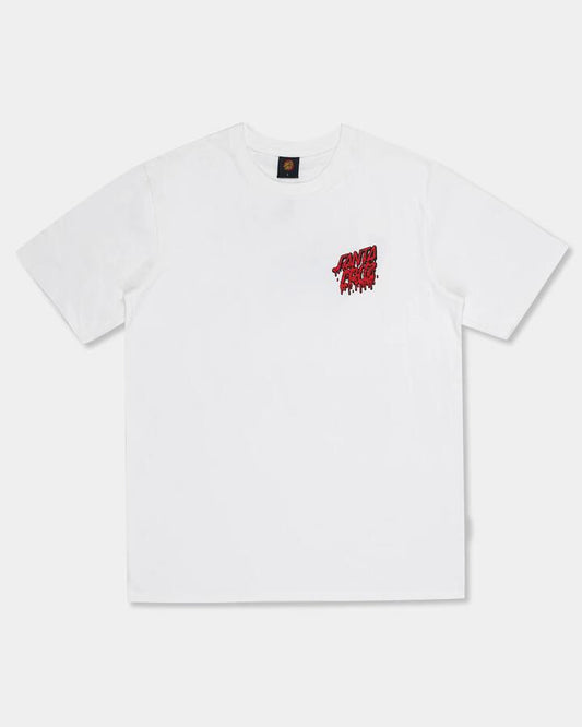 Image of a model wearing Tops. Productname: Santa Cruz Mens Evolved Hand T-Shirt White - in White colour by brand - Santa Cruz