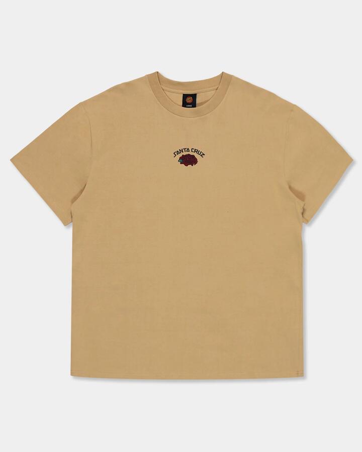 Image of a model wearing Tops. Productname: Santa Cruz Mens Dressen Roses Solo T-Shirt Tan - in Tan colour by brand - Santa Cruz