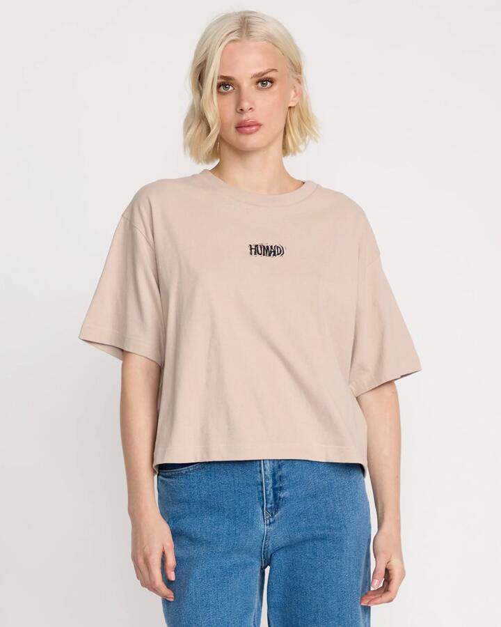 Image of a model wearing Tops. Productname: Volcom Womens Vaderetero 2 T-Shirt Khakiest - in Khakiest colour by brand - Volcom