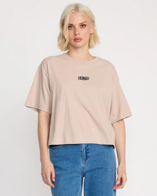 Image of a model wearing Tops. Productname: Volcom Womens Vaderetero 2 T-Shirt Khakiest - in Khakiest colour by brand - Volcom