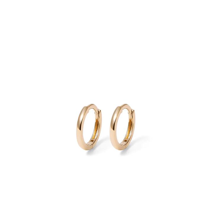 Image of Earrings. Productname: 8mm Round Huggie Earrings in 9kt Yellow Gold in Gold colour by brand - Bevilles
