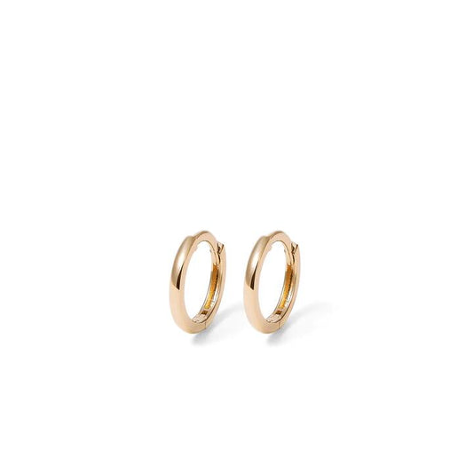 Image of Earrings. Productname: 8mm Round Huggie Earrings in 9kt Yellow Gold in Gold colour by brand - Bevilles