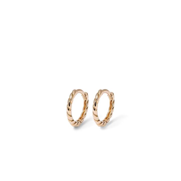 Image of Earrings. Productname: 8mm Twist Huggie Earrings in 9kt Yellow Gold in Gold colour by brand - Bevilles