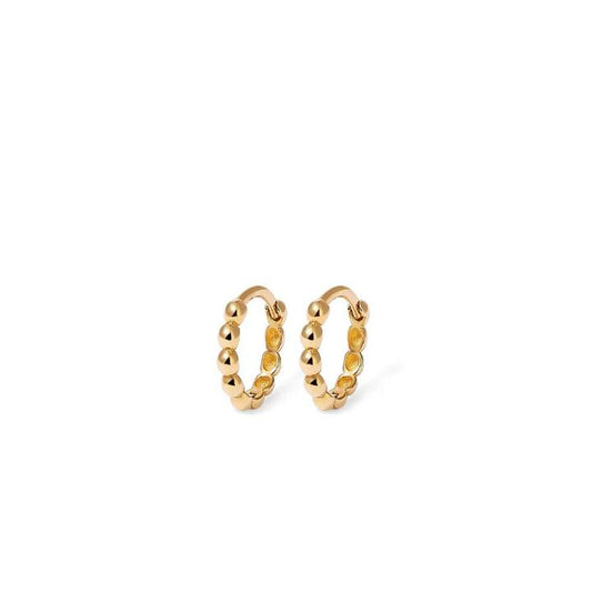 Image of Earrings. Productname: 7mm Bead Huggie Earrings in 9kt Yellow Gold in Gold colour by brand - Bevilles